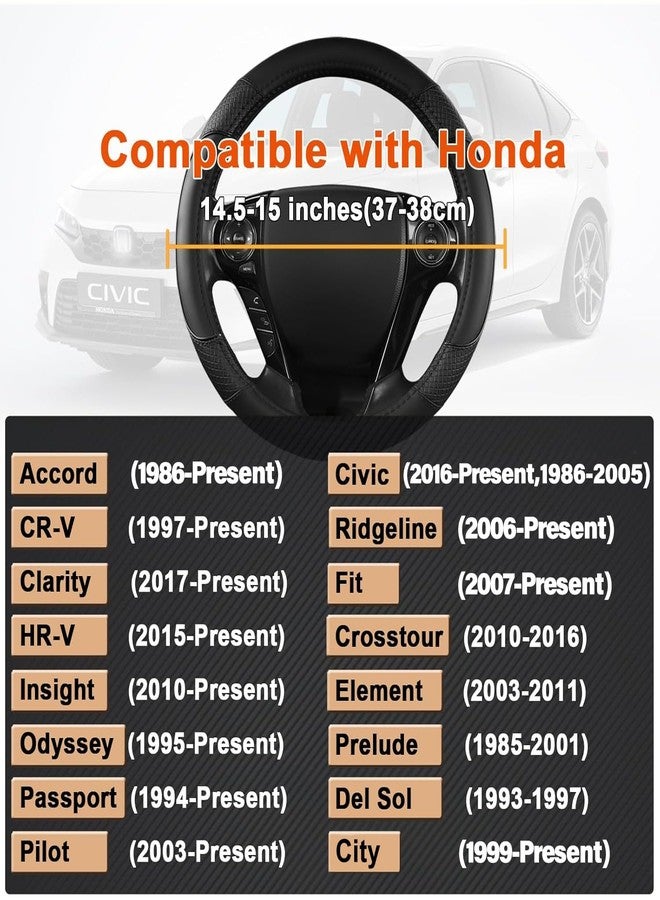 GIANT PANDA Microfiber Leather Steering Wheel Cover for Honda Accord,Civic,CR-V,HR-V,Pilot(Diamond-Pattern-Black-Standard Size) - Image 3