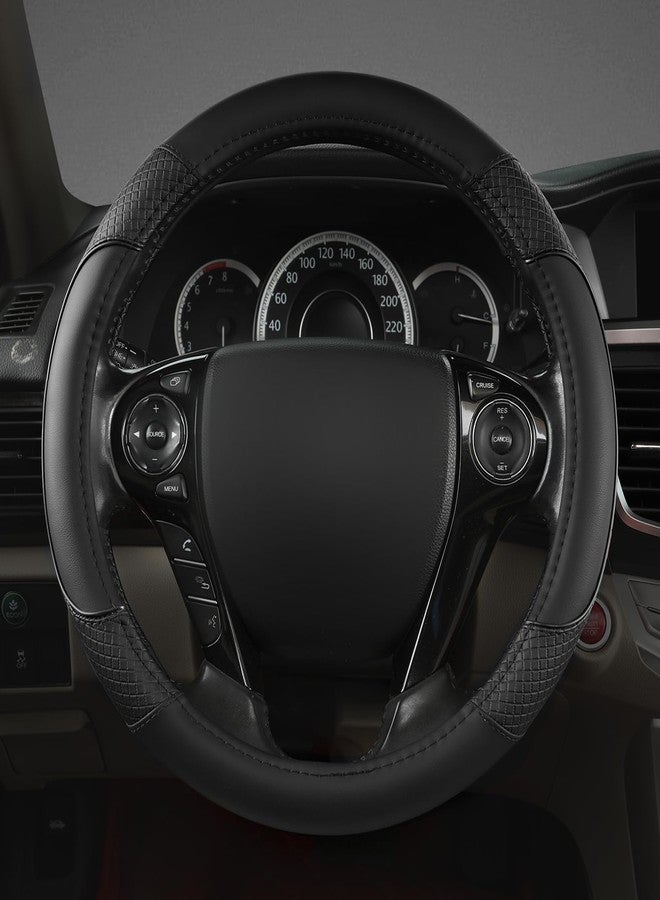 GIANT PANDA Microfiber Leather Steering Wheel Cover for Honda Accord,Civic,CR-V,HR-V,Pilot(Diamond-Pattern-Black-Standard Size) - Image 2