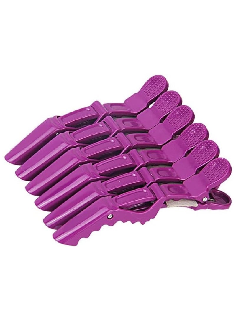 مشابك شعر متقاطعة غير قابلة للانزلاق – 6 قطع موف للاستخدام المنزلي والصالونات - Image 1