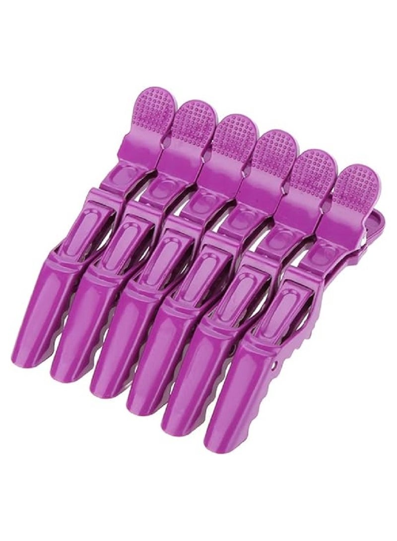 مشابك شعر متقاطعة غير قابلة للانزلاق – 6 قطع موف للاستخدام المنزلي والصالونات - Image 2