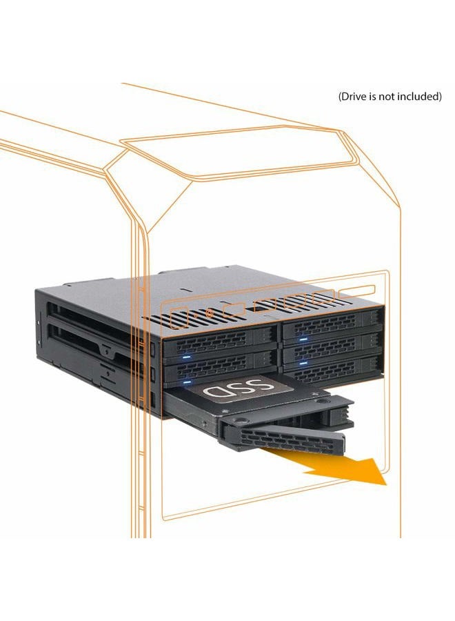 Icy Dock 6 Bay 2.5” SATA HDD/SSD Hot Swap Tool-Less Backplane Enclosure with Dual Cooling Fan for 5.25” Bay | ExpressCage MB326SP-B - Image 2