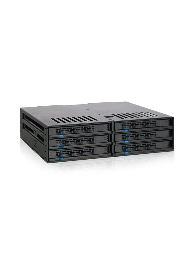 Icy Dock 6 Bay 2.5” SATA HDD/SSD Hot Swap Tool-Less Backplane Enclosure with Dual Cooling Fan for 5.25” Bay | ExpressCage MB326SP-B - Image 1
