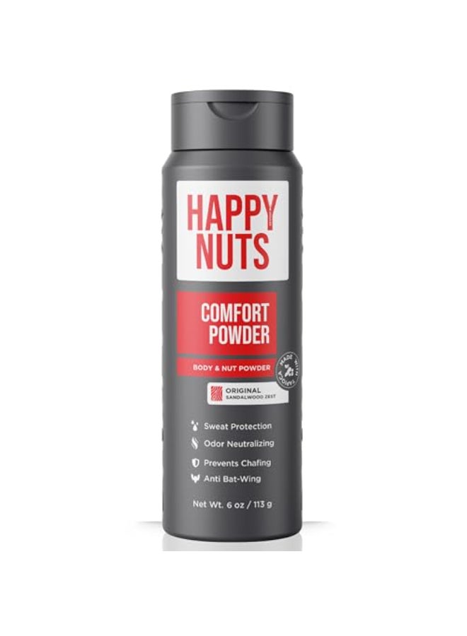 HAPPY NUTS Comfort Powder Deodorant For Men AntiChafing Sweat and Odor Control for Jock Itch AluminumFree 6 oz 1 Pack Original Scent - Image 1