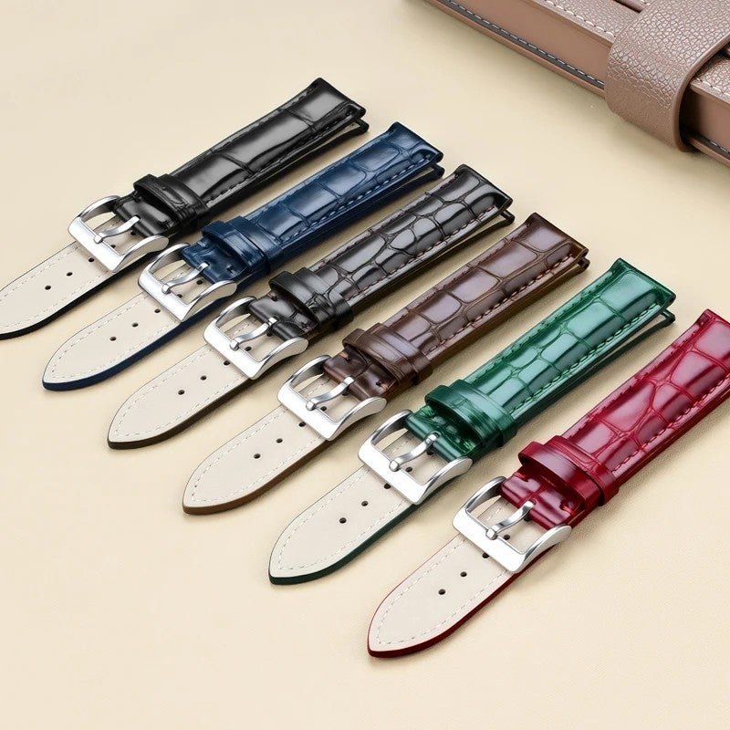 Bluejw Top Grain Leather Watch Band – Smooth Blister Bamboo Grain Strap, 18mm & 22mm Universal Replacement for Brand Watches - Image 2
