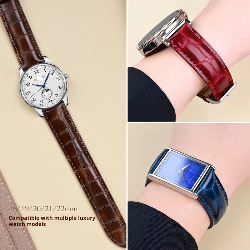 Bluejw Top Grain Leather Watch Band – Smooth Blister Bamboo Grain Strap, 18mm & 22mm Universal Replacement for Brand Watches - Image 3