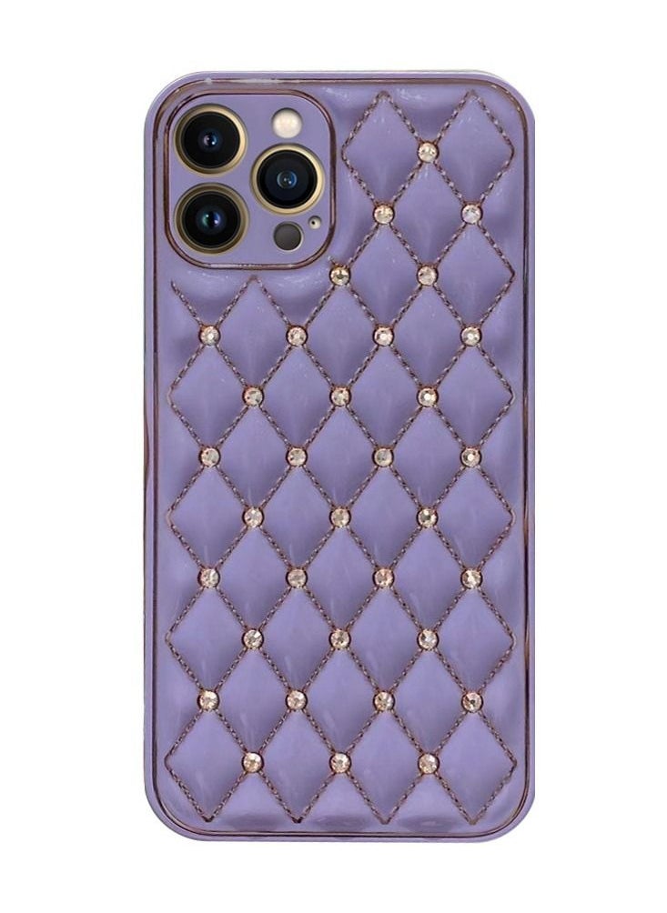 JOWAY - iPhone 13 Pro Max Luxury Diamond Bling Rhinestone Case Cover Shockproof Camera Lens Protection Purple - Image 1