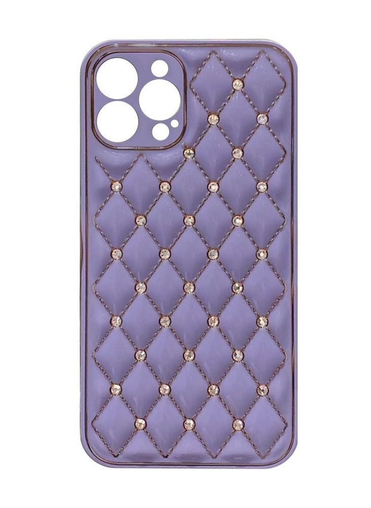 JOWAY - iPhone 13 Pro Max Luxury Diamond Bling Rhinestone Case Cover Shockproof Camera Lens Protection Purple - Image 1