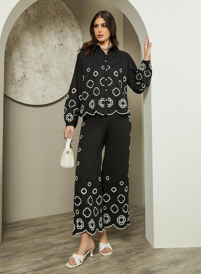 ستايلي قميص بياقة وأكمام بالون مطرز شيفلي - Image 2