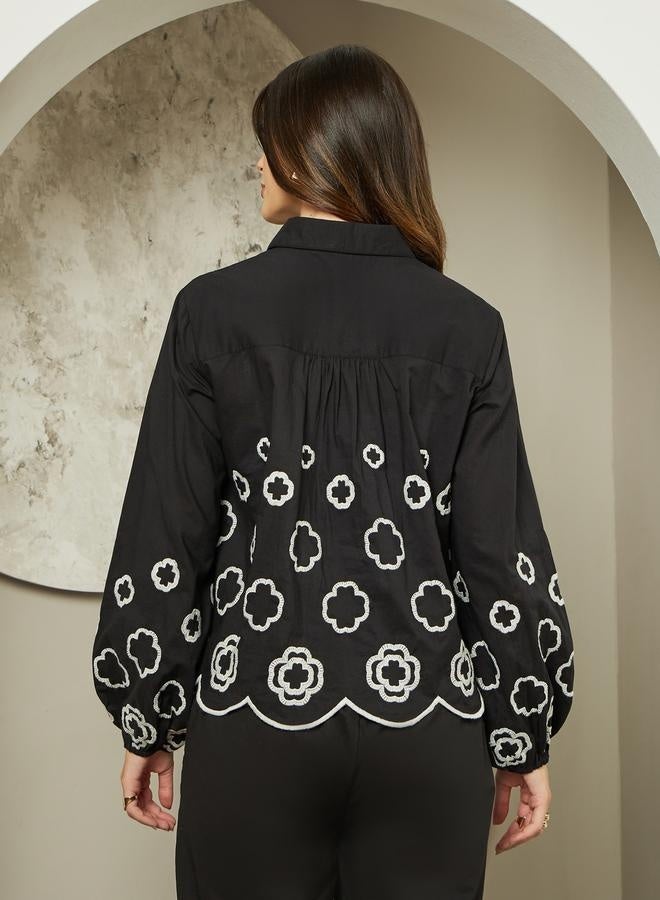 ستايلي قميص بياقة وأكمام بالون مطرز شيفلي - Image 4
