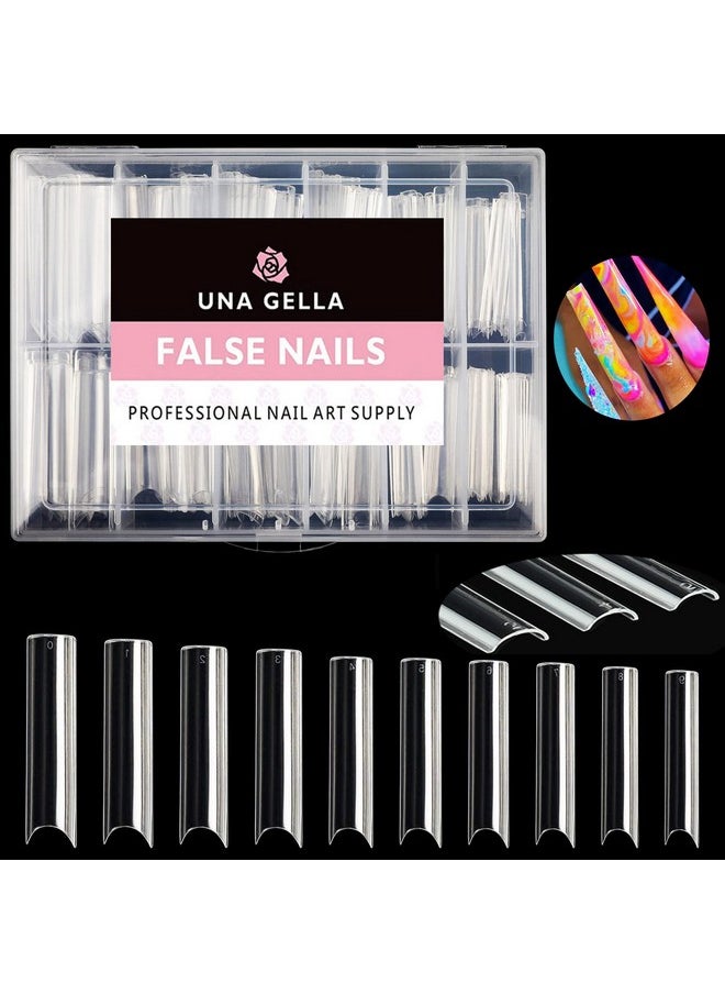 UNA GELLA Tapered Square Nail Xxl Tips 120 Pcs No C Curve Gel Extra Long Straight Nails Half Fake Trace For Acrylic Home Diy With Box  - Image 1