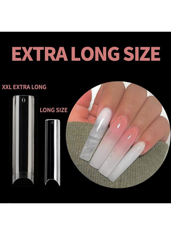 UNA GELLA Tapered Square Nail Xxl Tips 120 Pcs No C Curve Gel Extra Long Straight Nails Half Fake Trace For Acrylic Home Diy With Box  - Image 3