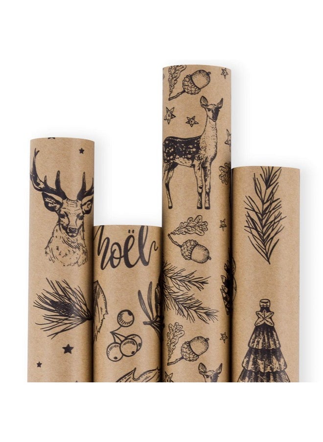 Christmas Wrapping Paper - Brown Kraft Paper With Black Christmas Elements Print Paper - 4 Roll-30Inch X 10Feet Per Roll - pzsku/Z5E5B7ACC99934C0ED9F6Z/45/_/1733729639/668d7747-6c9d-4a97-9cfd-bd95a398802f