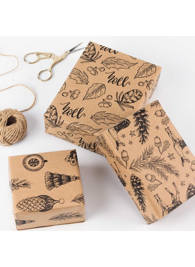 Christmas Wrapping Paper - Brown Kraft Paper With Black Christmas Elements Print Paper - 4 Roll-30Inch X 10Feet Per Roll - pzsku/Z5E5B7ACC99934C0ED9F6Z/45/_/1733729643/df15dd97-e127-42d6-a1f7-c7573c8df2ac