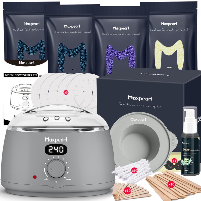 Maxpearl Hair Removal Waxing kit for Men, Nose & Ear Wax Kit with Silicone Pot - Hair Removal for Unwanted Coarse Male Body Hair - Mustache, Eyebrows, Underarms, Back, Chest, Legs and More - Image 1