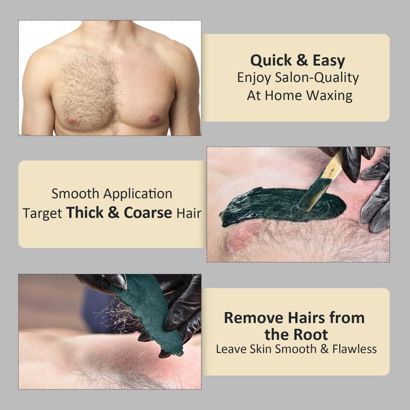 Maxpearl Hair Removal Waxing kit for Men, Nose & Ear Wax Kit with Silicone Pot - Hair Removal for Unwanted Coarse Male Body Hair - Mustache, Eyebrows, Underarms, Back, Chest, Legs and More - Image 5