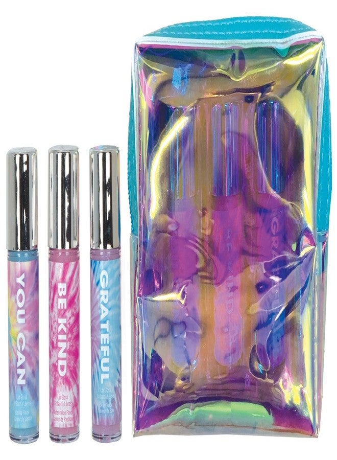 iscream Tie Dye 3-piece Mini Lip Gloss Set in Holographic Zipper Case - Image 1