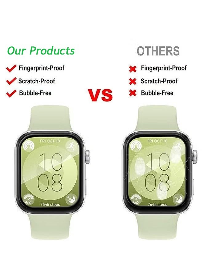 ٣ قطع من واقيات شاشة هواوي واتش فيت ٣، شفافة عالية الوضوح، مقاومة للخدش، مقاومة للفقاعات، تغطية كاملة للشاشة ثلاثية الأبعاد، حافة منحنية، لون أسود. - Image 2