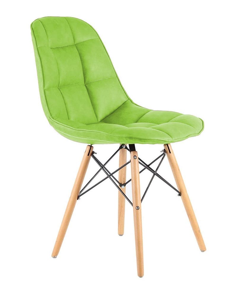 Finch Fox Finch Fox Eames Replica Quilted Faux Leather Dining Chair for Cafe Chair Side Chair Kitchen Breakfast Living Room Chair in Light Green Color