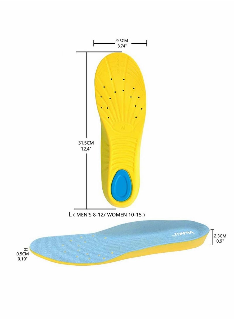Excefore Memory Foam Insoles, PU Orthotic Sport Insoles, Comfortable Breathable, Shock Absorption and Relieve Foot Pain, Plantar Fasciitis Arch Support Insoles (Men 41-46/ Women 42-47)  - Image 2