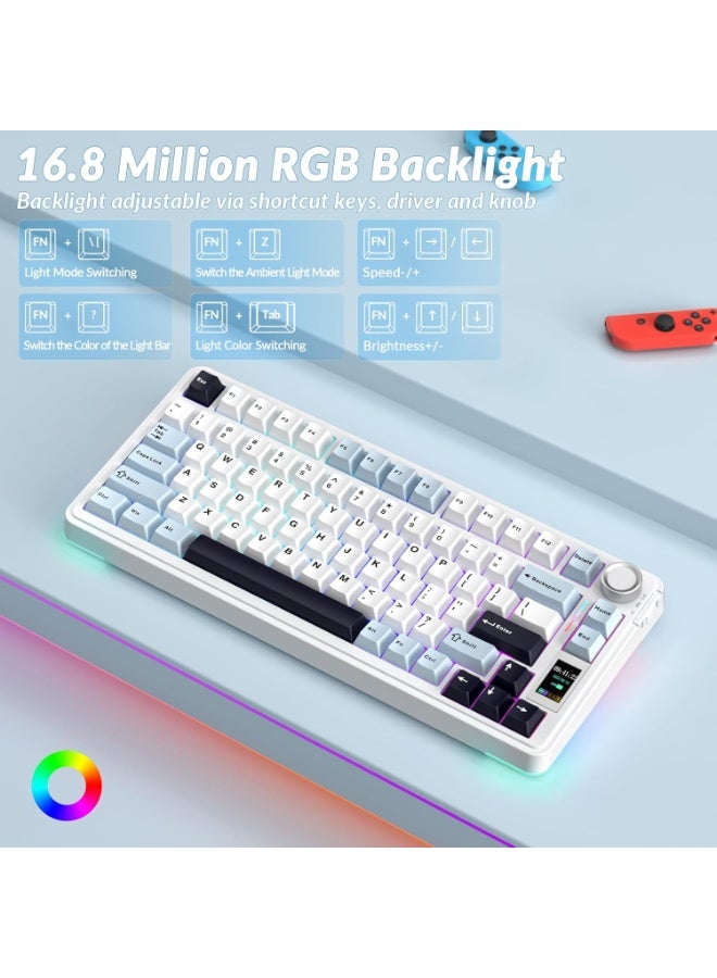 أولا كيبورد AULA S75 PRO ميكانيكي لاسلكي بشاشة LCD ومقبض تحكم، RGB ثلاثي الاتصال وقابل لتبديل السويتشات - Image 3