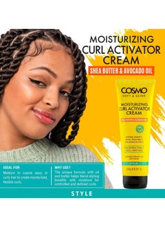 COSMO كريم مرطب لتنشيط التجعيدات من Soft & Shine 250 جرام | زبدة الشيا وزيت الأفوكادو | للشعر المجعد/المتعرج/المتموج الطبيعي | ينشط التجعيدات الطبيعية والموجات | أصفر  - Image 2
