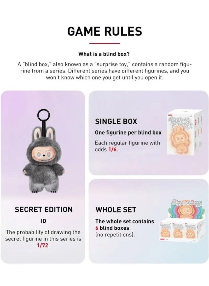 Authentic Labubu The Monsters Big into Energy Series Vinyl Plush Pendant Blind Box, Collectible Character Figure Set of 6 pcs