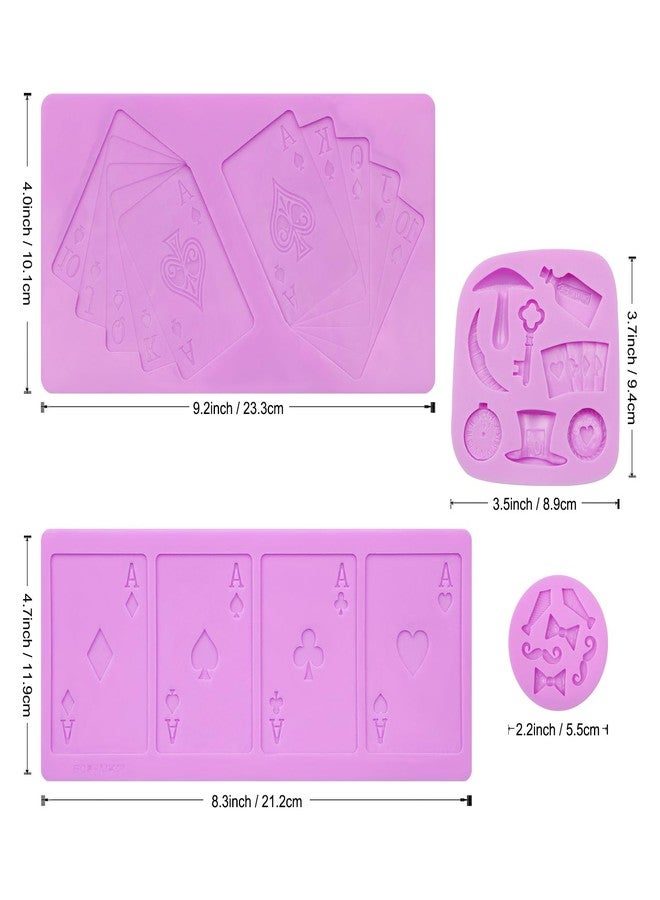 acvcatto Playing Card Silicone Molds Set, Poker Theme Cake Decorating Kit with Mustache and Bow Ties Fondant Molds, for Father's Day Cupcake Topper Candy Sugar Craft Gum Paste Clay Resin - Image 2