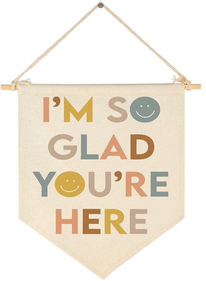 FYSIA I'm So Glad You're Here-Classroom Decor-Inclusive Classroom Decor-Welcome Gift-Teacher Gift-Canvas Hanging Pennant Flag Banner Wall Sign Decor Gift-Birthday Christmas Gift - Image 1