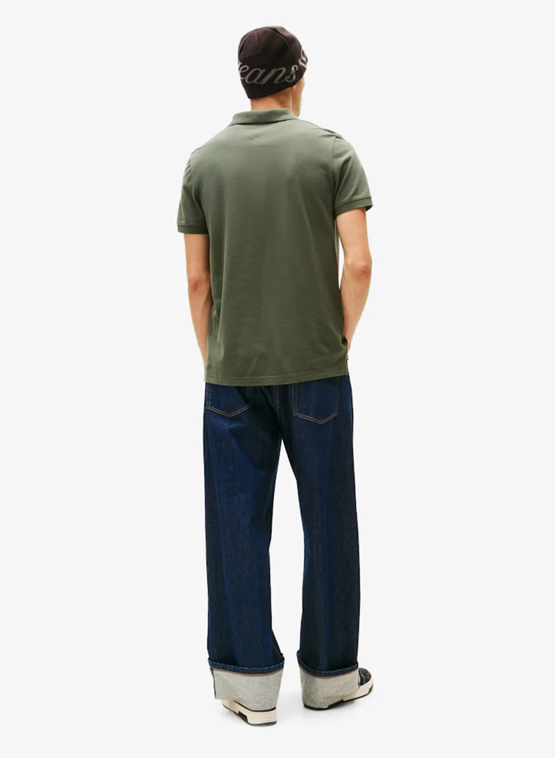 تومي جينز بولو بقصة ضيقة وفتحة أزرار