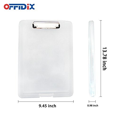 OFFIDIX Clipboard Storage Box Transparent Plastic Paper Clipboard Paper Holder Storage Clip Board Ideal for School, Home and Office Use - Image 2