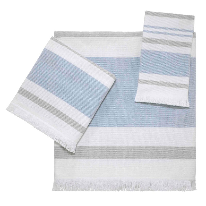 Izod - Fingertip Towels, Soft & Absorbent Cotton, Dorm Room Essentials, Striped Bathroom Decor, Set of 2 (Clubhouse Collection, Blue) - Image 4
