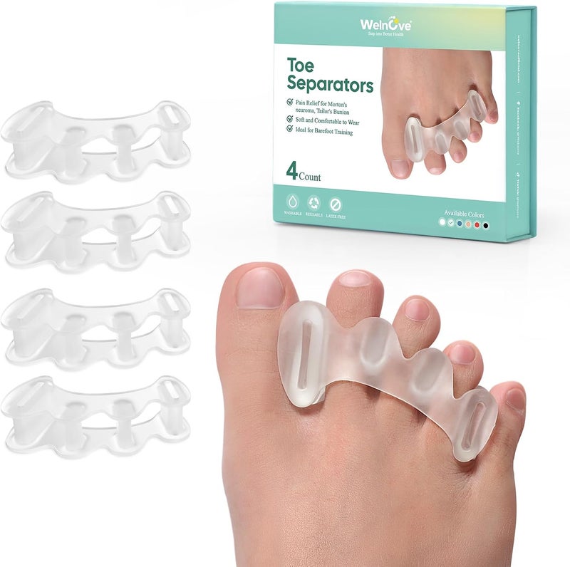 Welnove Welnove Toe Separators to Correct Bunion - Toe Spacers for Women Men, Relieve Feet Pain, Foot Alignment, Adjustable Toe Straighteners for Hammertoes (2 Pairs with Gift Box) 