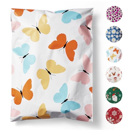 Fuxury Poly Mailers 10x13 Inch 20 PackSturdy Shipping Bags for Clothes Self Adhesive Mailing Envelopes Waterproof Packaging Bag for Small Business Colorful Butterflies - Image 1