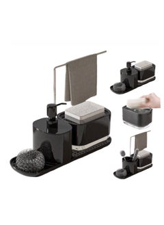 SYOSI Sponge Holder, Hand and Dish Soap Dispenser Set with Tray, Dishcloth Holder, Hand Dispenser Organizer, 6-in-1 Organizer Kitchen Gadgets, for Kitchen Sink Countertop Storage  - Image 1