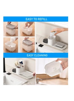 SYOSI Sponge Holder, Hand and Dish Soap Dispenser Set with Tray, Dishcloth Holder, Hand Dispenser Organizer, 6-in-1 Organizer Kitchen Gadgets, for Kitchen Sink Countertop Storage  - Image 3