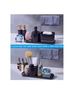 SYOSI Sponge Holder, Hand and Dish Soap Dispenser Set with Tray, Dishcloth Holder, Hand Dispenser Organizer, 6-in-1 Organizer Kitchen Gadgets, for Kitchen Sink Countertop Storage  - Image 4