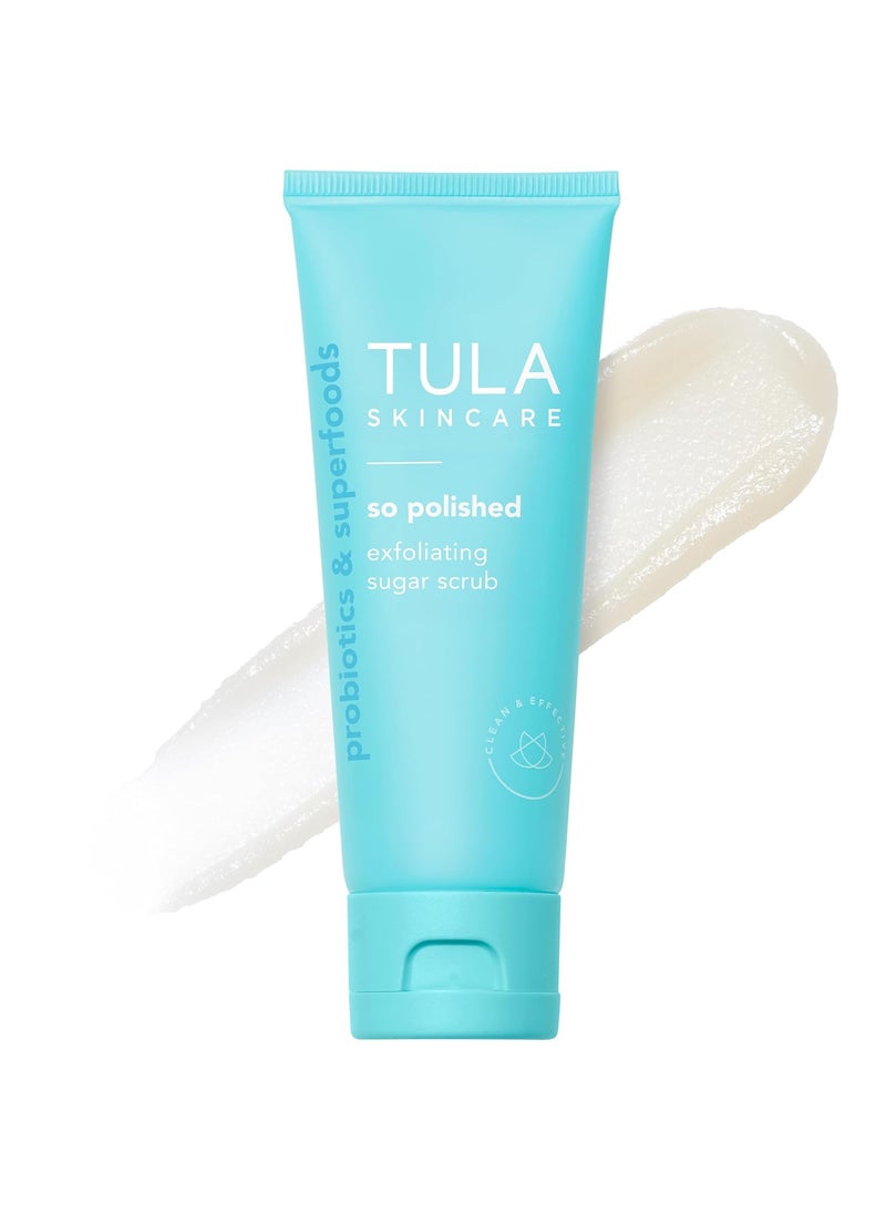 TULA TULA Skin Care So Polished Exfoliating Sugar Scrub  Face Scrub Gently Exfoliates with Sugar Papaya and Probiotic Extracts for a Softer and RadiantLooking Complexion 29 oz 