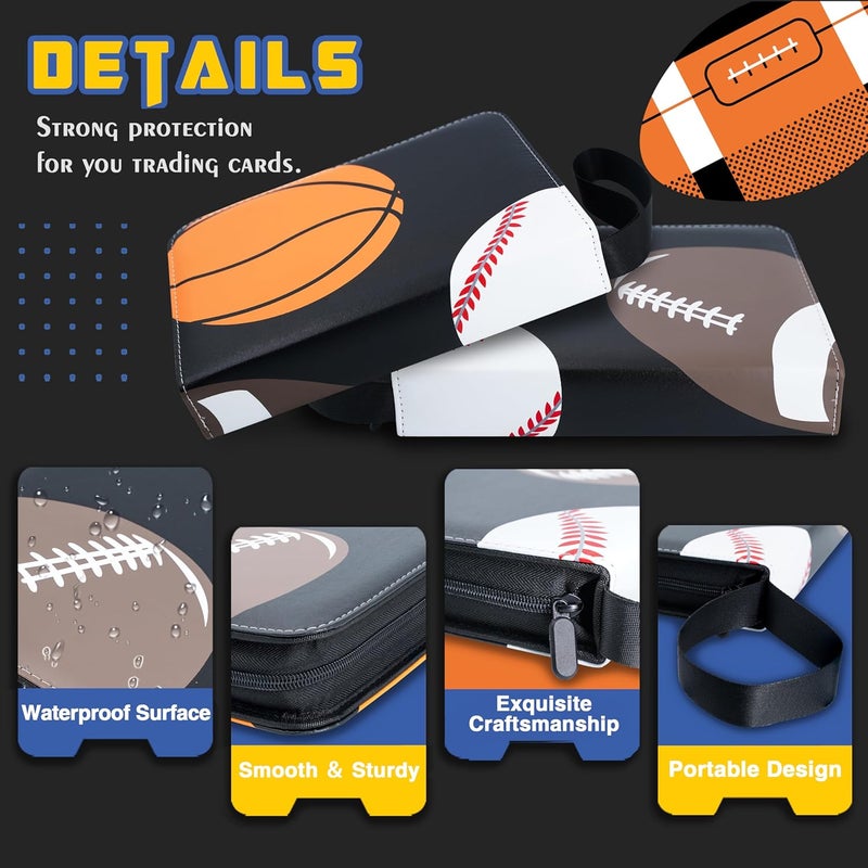 Neato Tek Football Card Binder, 9 Pocket Sports Card Binder, 720 Double Sided Pocket Waterproof Binder, Baseball trading cards Zipper Album, Expandable, Compatible with Gaming Cards, Yugioh, MTG and Other TCG - Image 2