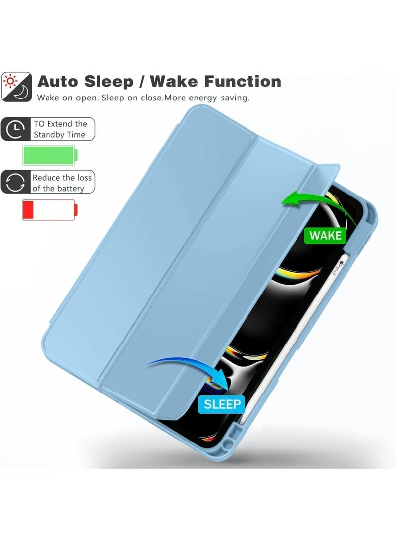 جاجيك Elegant Azure Blue iPad Air 13 Inch 2024 Case – Slim Magnetic Trifold Stand Cover with Built-in Pencil Slot, USB-C Charging Support, Auto Wake/Sleep, Touch ID Compatible, Lightweight Durable Protective Case for Travel or Desk - Image 3