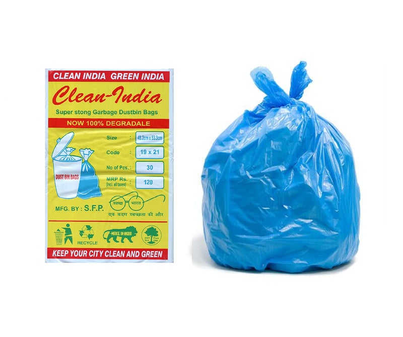 Clean India Garbage Bags Medium for Home 90 Pcs, Dustbin Bags, Recyclable Garbage Bag | Size 19 x 21 Inch (30 Pcs X 3) - Dustbin Covers/Plastic Bag… (blue) - Image 3