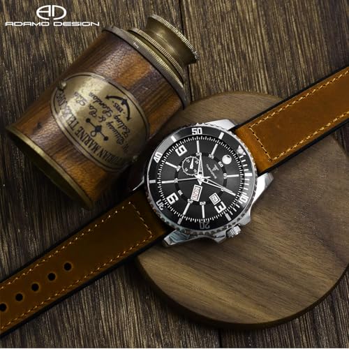 ADAMO 22MM Leather Silicone Straps Compatible With Samsang Galaxy Watch 3 45MM, Quick Release Watch Band For Fosil Gen 6/One-Plus (46MM)/ Colorfit All 22MM Wristwatch And Smartwatches P33BLE02, Brown - Image 3