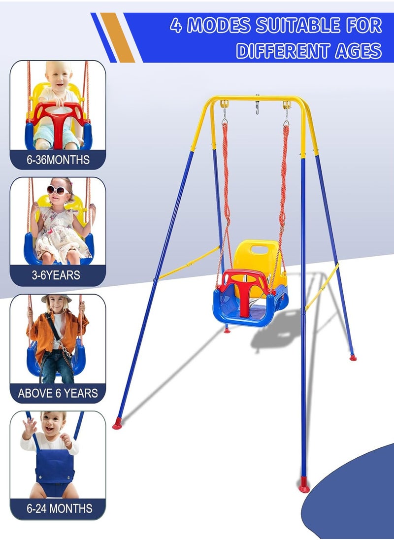 Moovant - 4 in 1 Baby Jumper with Foldable Stand, Stable Safety Baby Swing Set, Toddler Swing and Baby Bouncer Jumper with Safety Seat, Portable Baby Swing, Birthday Gift for Children Toddlers Indoor Outdoor - Image 1