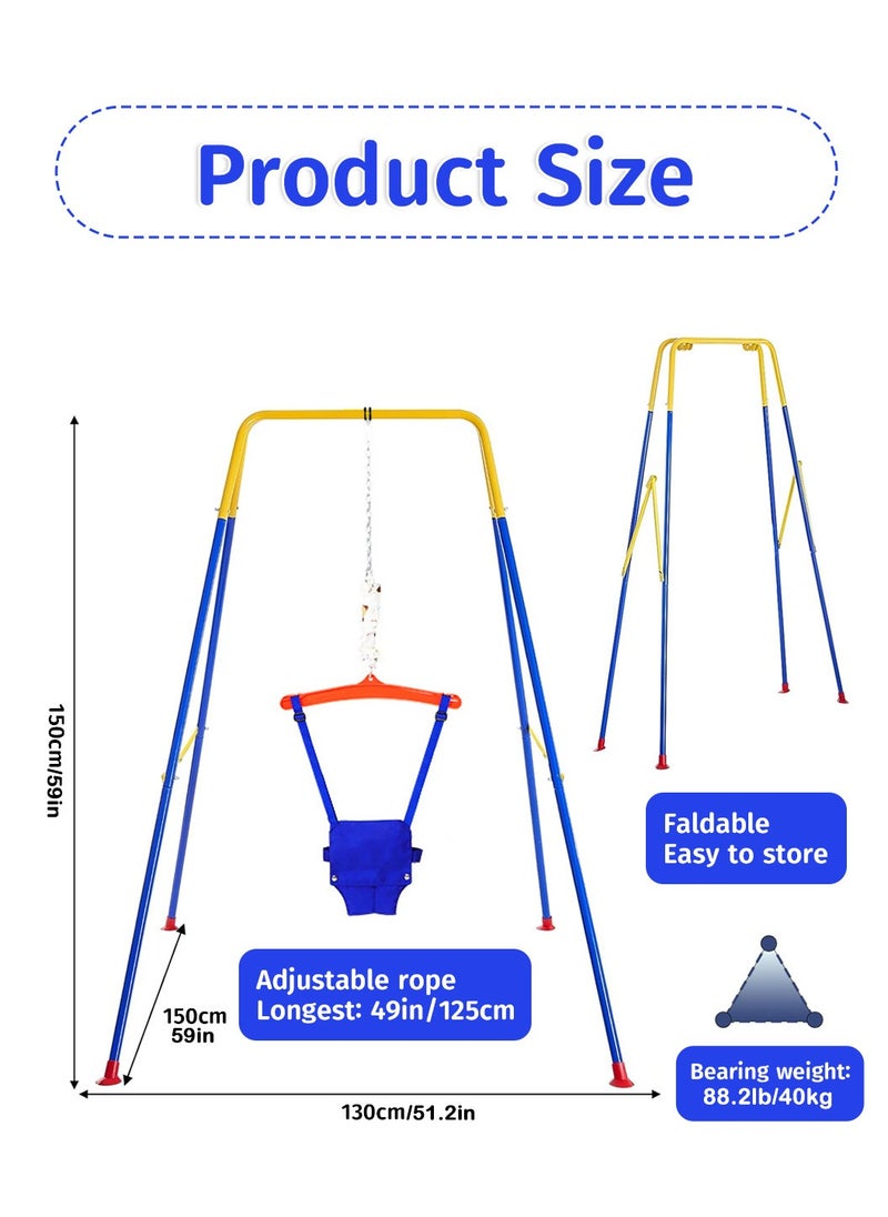 Moovant - 4 in 1 Baby Jumper with Foldable Stand, Stable Safety Baby Swing Set, Toddler Swing and Baby Bouncer Jumper with Safety Seat, Portable Baby Swing, Birthday Gift for Children Toddlers Indoor Outdoor - Image 1