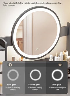 Sharpdo Bedroom Home Dressing Table Makeup Cabinet with LED Makeup Mirror, 3-Speed Lighting Adjustment, with Drawer Storage 80*40*128cm  - Image 4