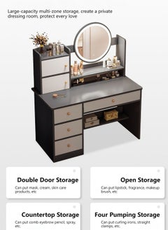 Sharpdo Bedroom Home Dressing Table Makeup Cabinet with LED Makeup Mirror, 3-Speed Lighting Adjustment, with Drawer Storage 80*40*128cm  - Image 3