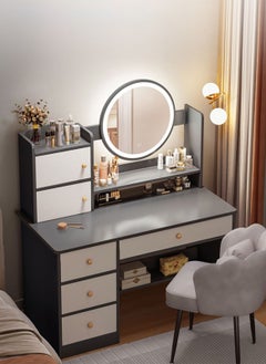 Sharpdo Bedroom Home Dressing Table Makeup Cabinet with LED Makeup Mirror, 3-Speed Lighting Adjustment, with Drawer Storage 80*40*128cm  - Image 1