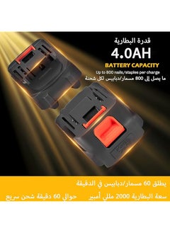 GearZone 21V Cordless Staple Gun Brad Nailer Fast Charger 1 Lithium Battery 1000 Straight Nails 1000 Code Nails Tool Case  - Image 5
