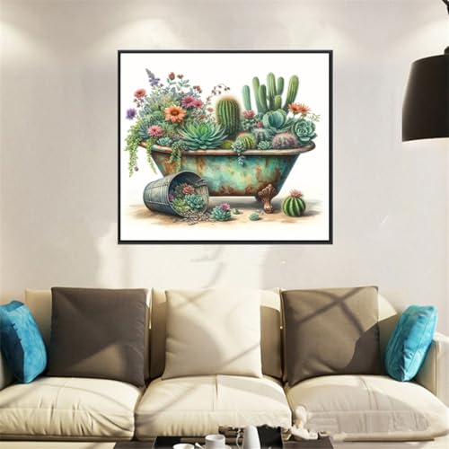 KTHOFCY 5D DIY Diamond Painting Kits for Adults, Flowers and Cacti Full Drill Embroidery Cross Stitch Crystal Rhinestone Paintings Pictures Arts Wall Decor Painting Dots Kits 11.8X11.8 inch - Image 2