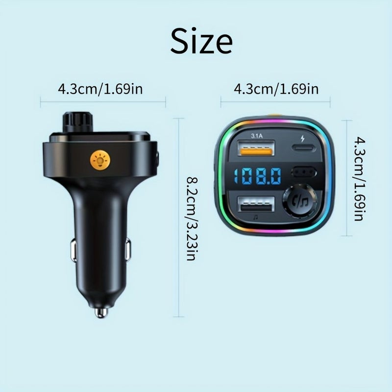 ترانسميتر FM للسيارة أسود مع منفذ USB-C ثنائي ومشغل MP3 مع حرية اليدين - Image 4