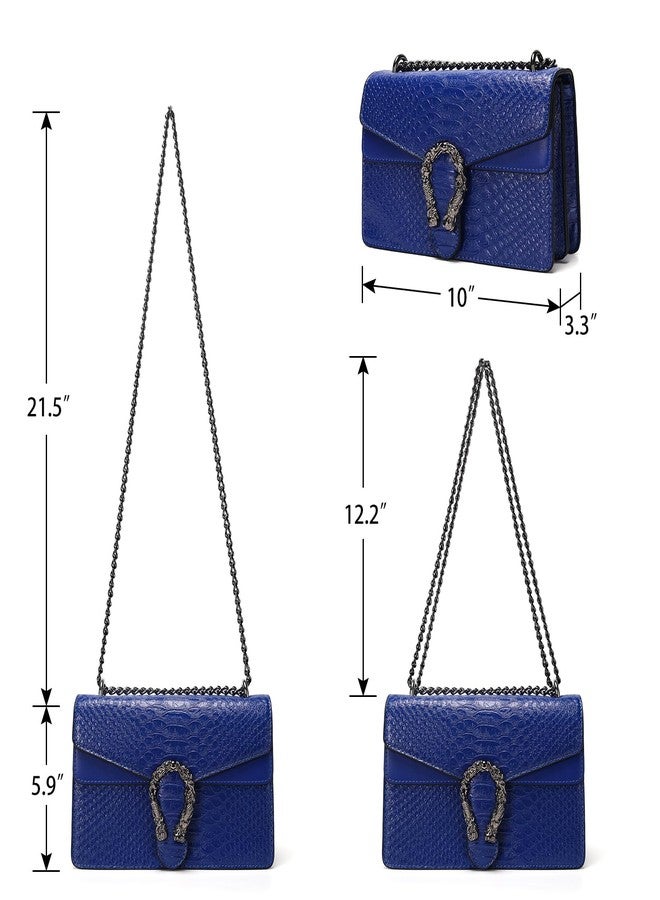 DEEPMEOW Leather Shoulder Bag Chain Purse for Women - Fashion Crossbody Bags Vintage Snake Print Underarm Bag Square Satchel Clutch Handbag（Blue） - Image 2
